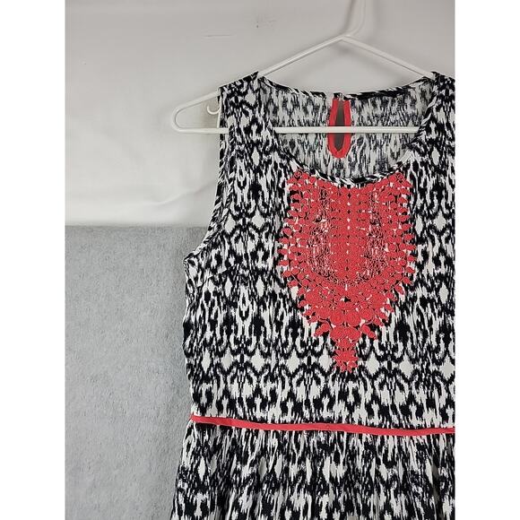 THML Anthro Black White Sleeveless Maxi Rayon Dress Cut Out Back Women's Small - Picture 4 of 12